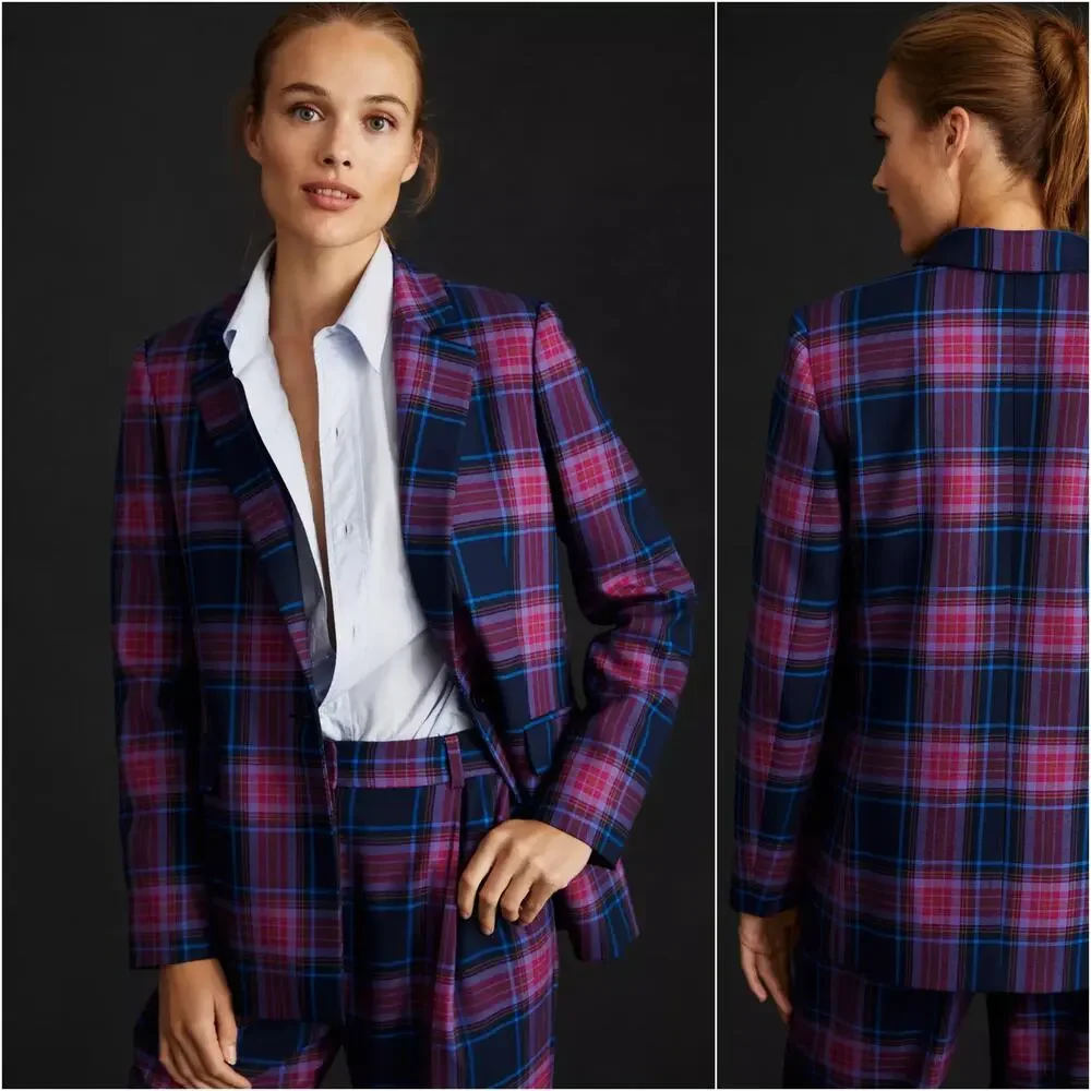 Antropologie X Exquise Plaid Blazer Jacket size XL NEW